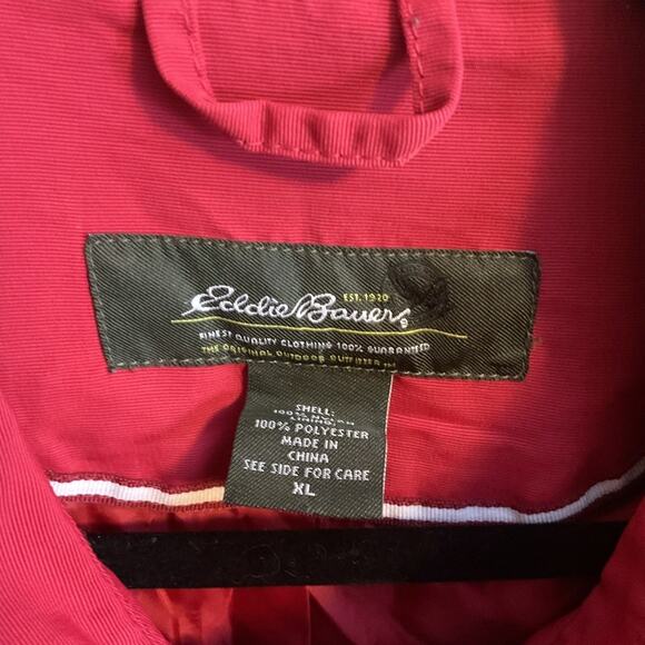 EDDIE BAUER Double Breasted Long Sleeve Red Soft Shell Pea Coat Women's Size XL - Picture 3 of 11